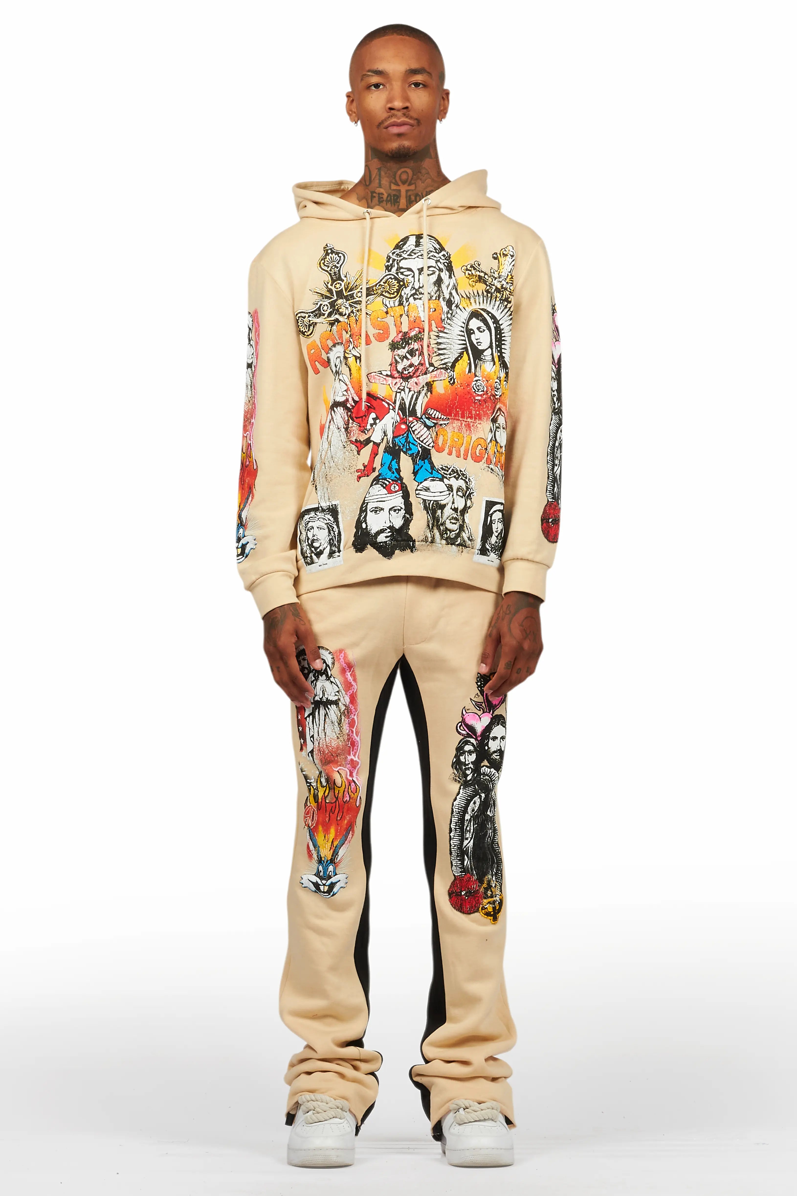 Santos Beige Hoodie/Baggy Track Pant Set