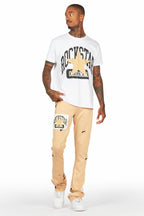 Dash White/Beige T-Shirt/Stacked Flare Track Set