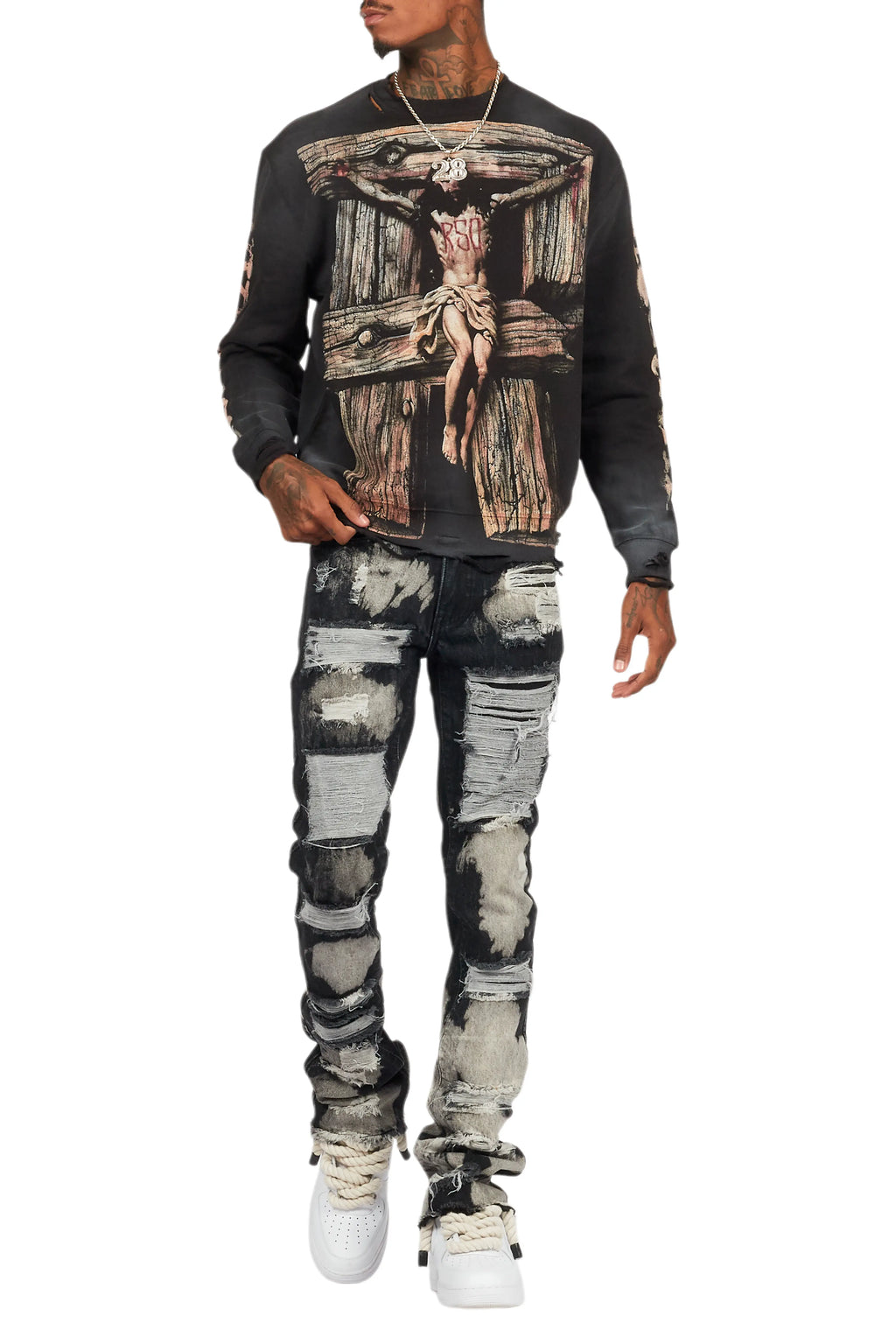 Panos Black Graphic Crewneck