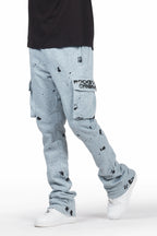 Radko Heather Grey Stacked Flare Cargo Pants