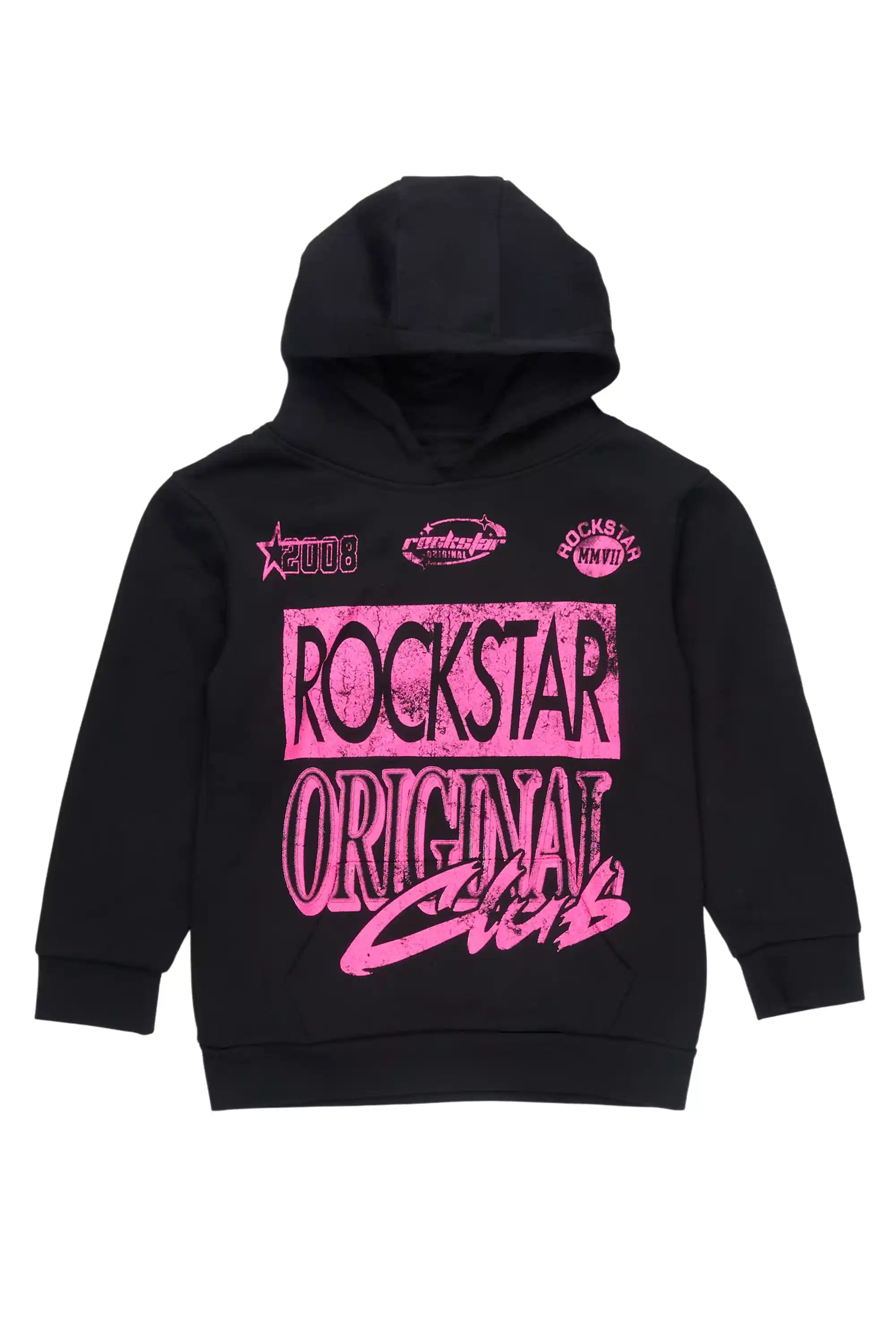 Girls Rylok Black/Pink Graphic Hoodie