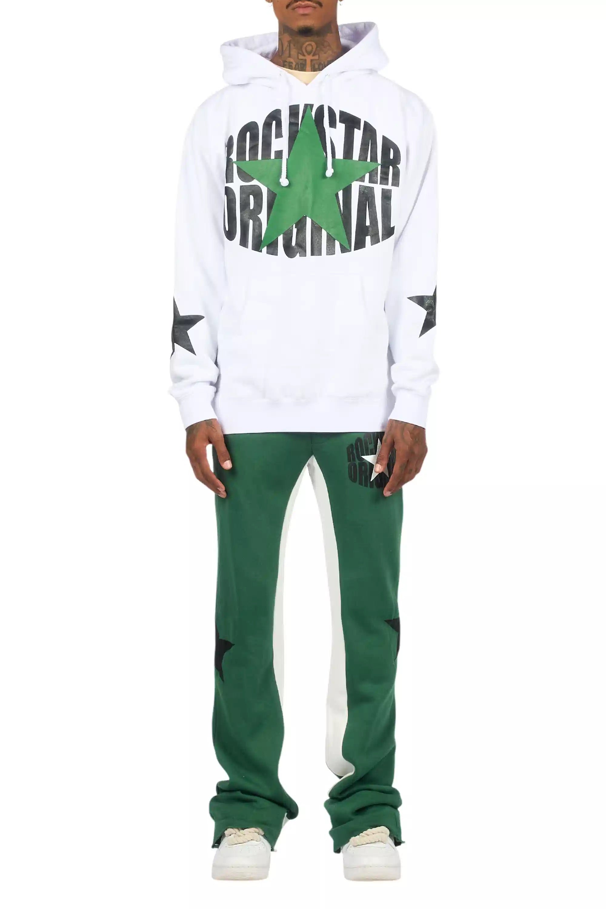 Sarge White/Green Hoodie/Stacked Track Set