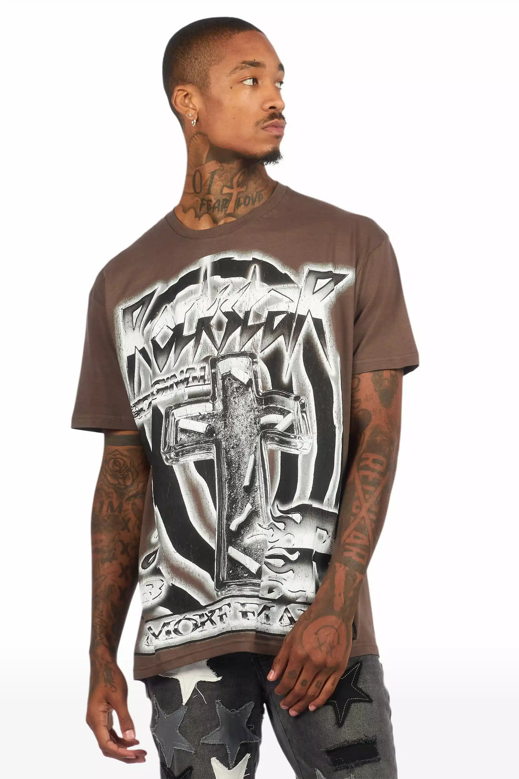 Smokeem Dark Grey/Black Oversized Graphic T-Shirt
