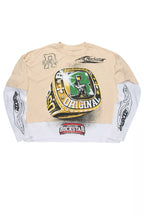 Gemchamp Beige/Red Boxy Crop Double Layer Tee