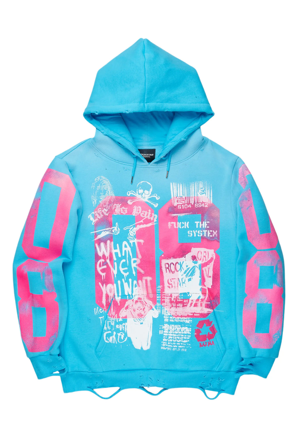 Grill Blue Distressed Graphic Hoodie