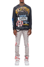Kodak Grey/Red Painter Stacked Flare Jean