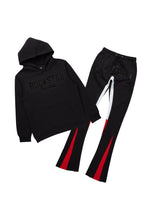 Sana Black/Black Hoodie/Stacked Flare Track Pant Set