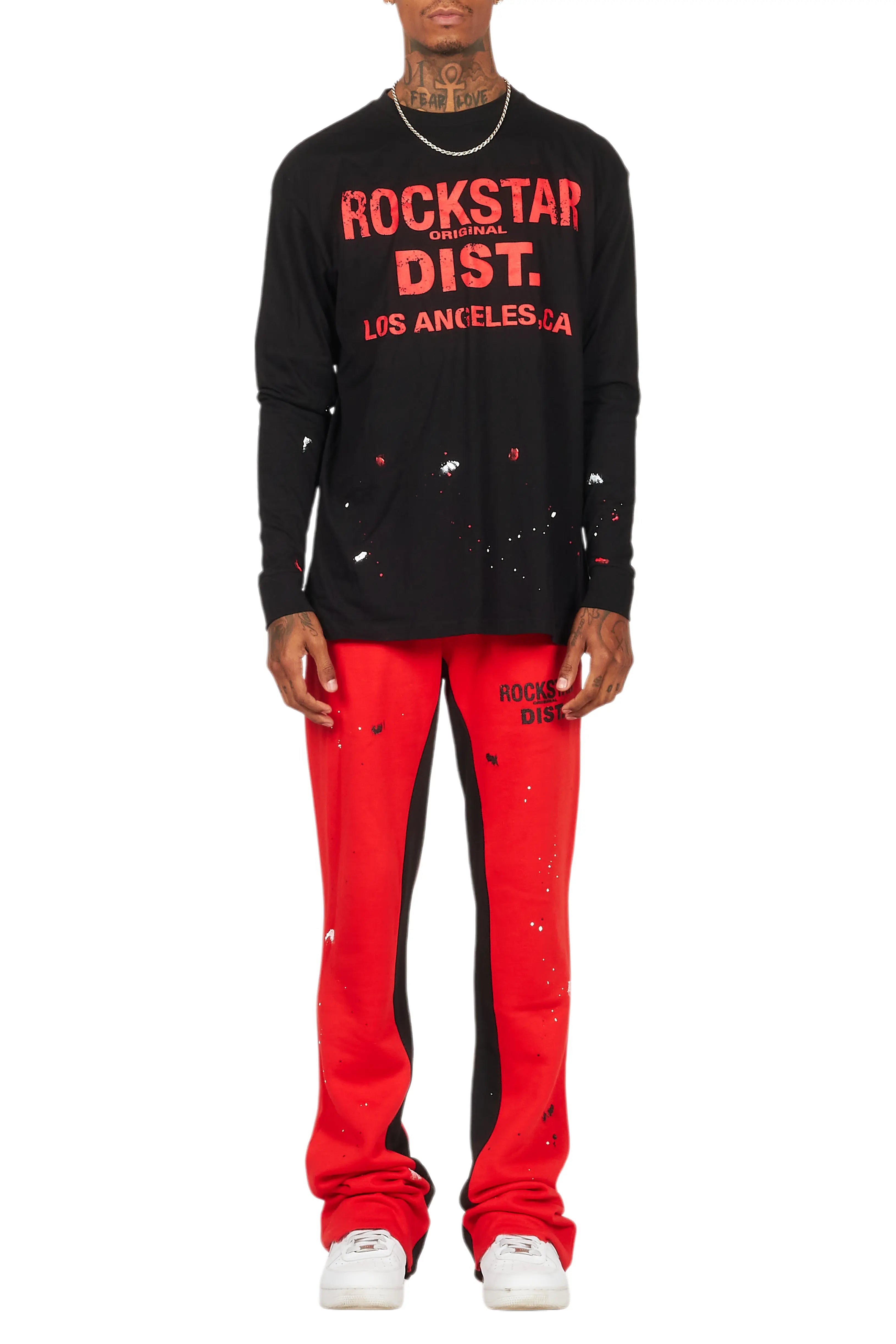 Scottie Red/Black Long Sleeve T-Shirt/Baggy Pant Set
