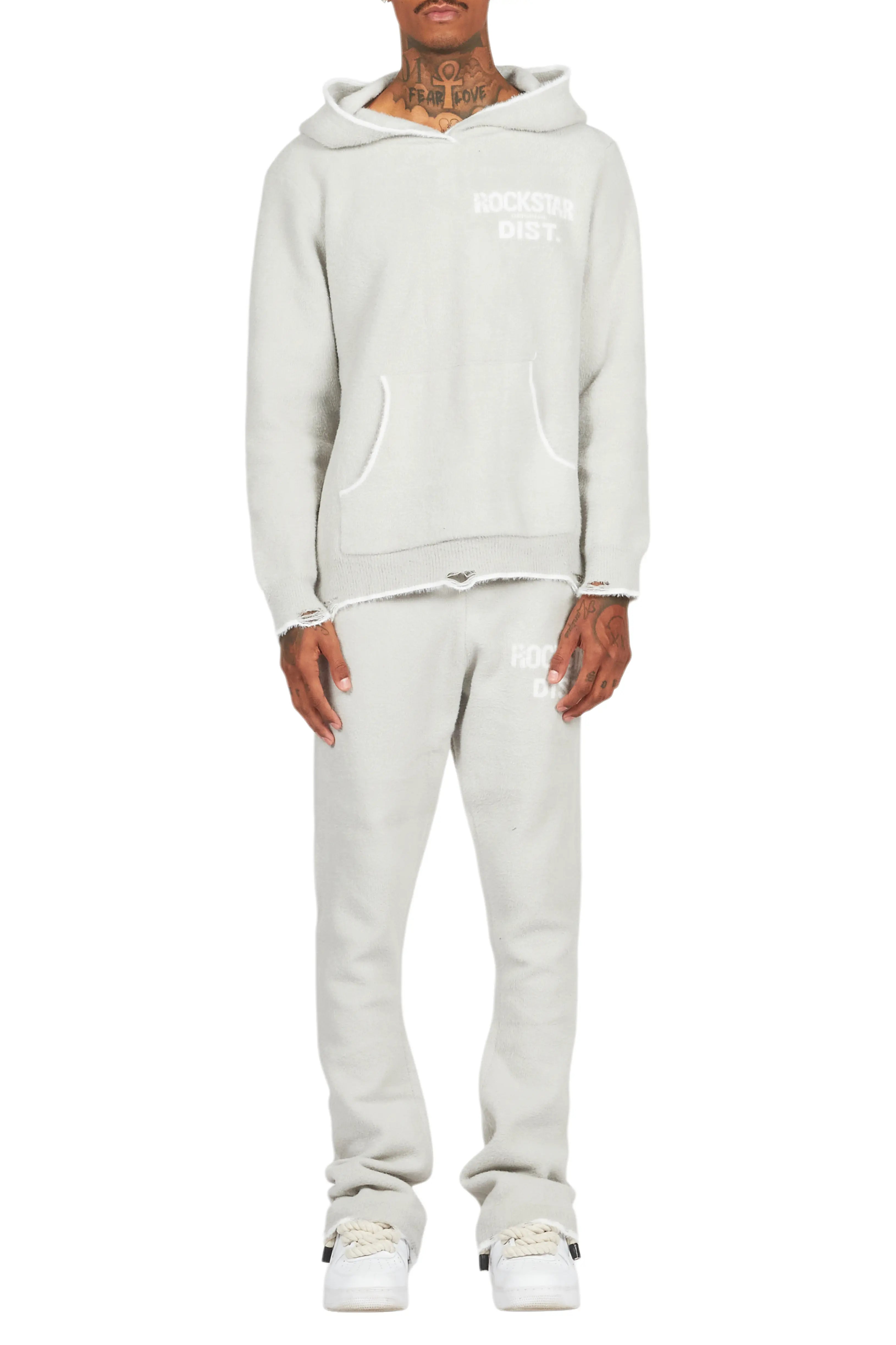 Lake Grey Mohair Knit Track Set