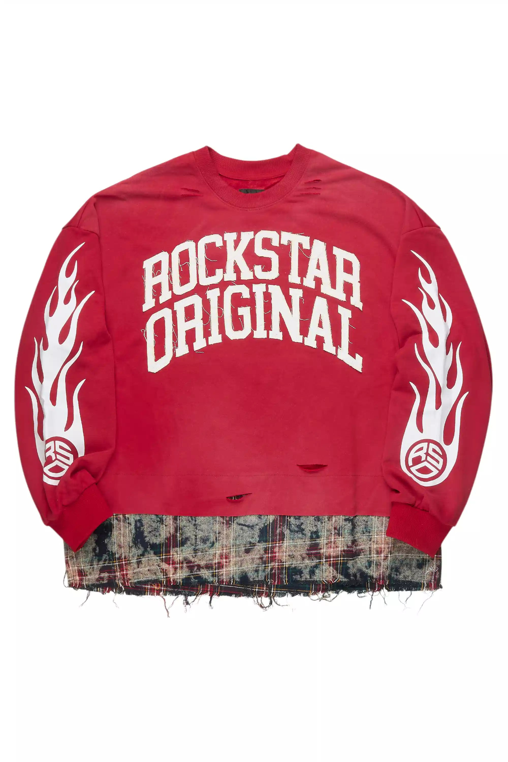 Swerve Red Graphic Flannel Crewneck