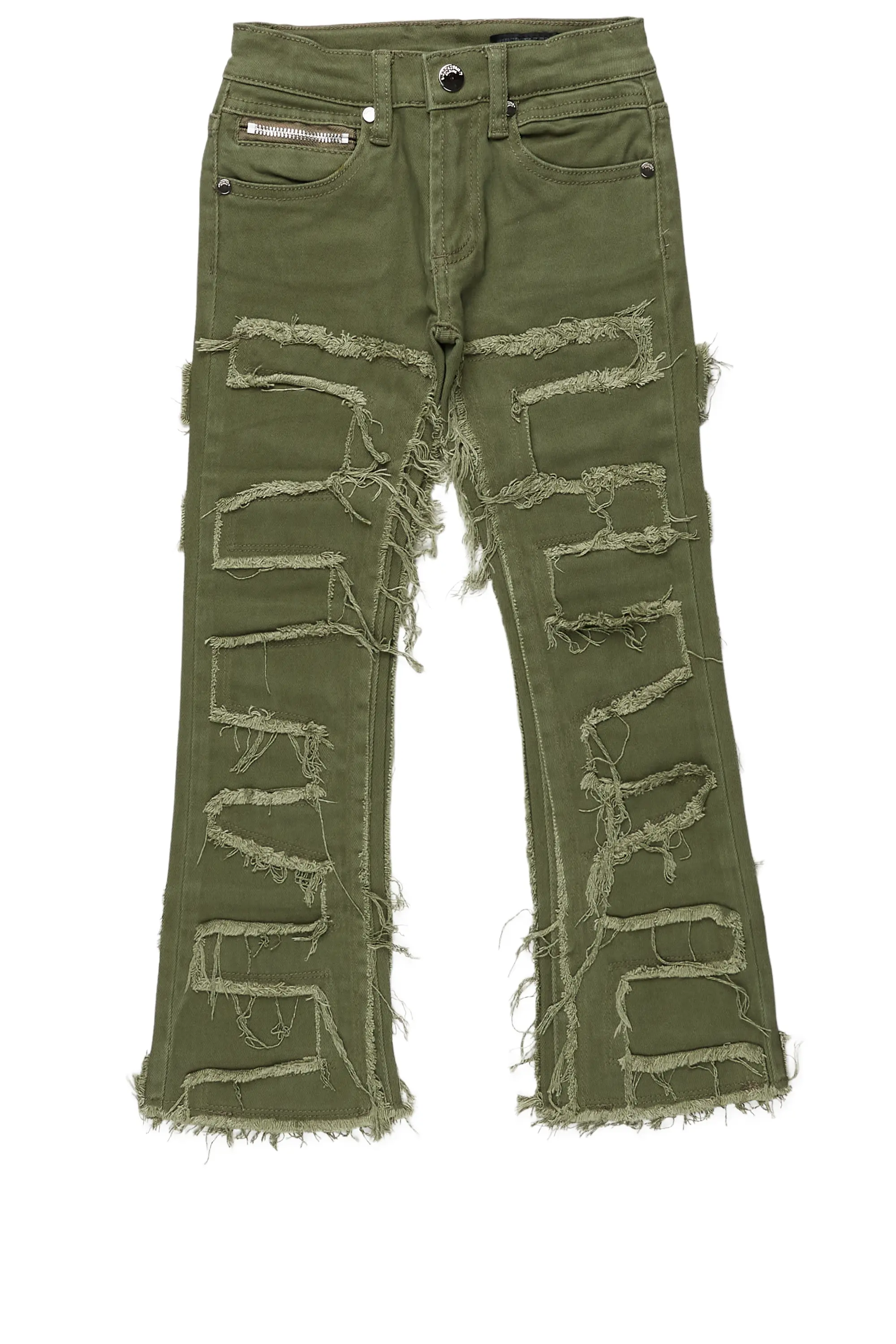Boys Shake Green Stacked Flare Jean