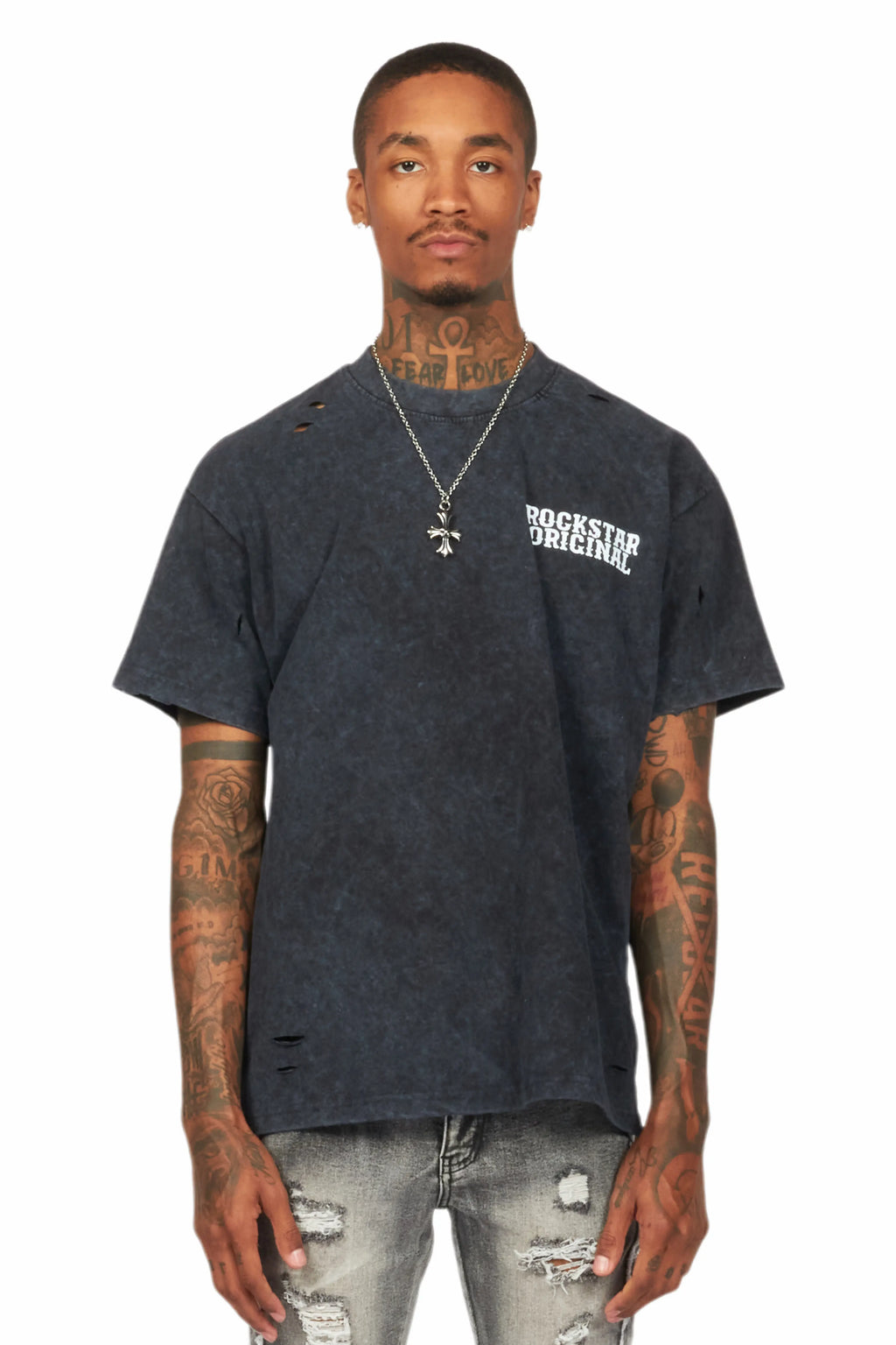 Posse Vintage Black Distressed Oversized T-Shirt