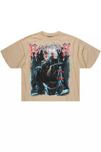 Krowne Beige/Black Oversized Graphic T-Shirt
