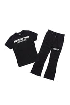 Boys Connor Black T-Shirt Flare Sweat Pant Set