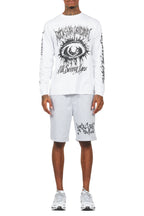 All Seeing Eyes White/Grey Long Sleeve T-Shirt Short Set