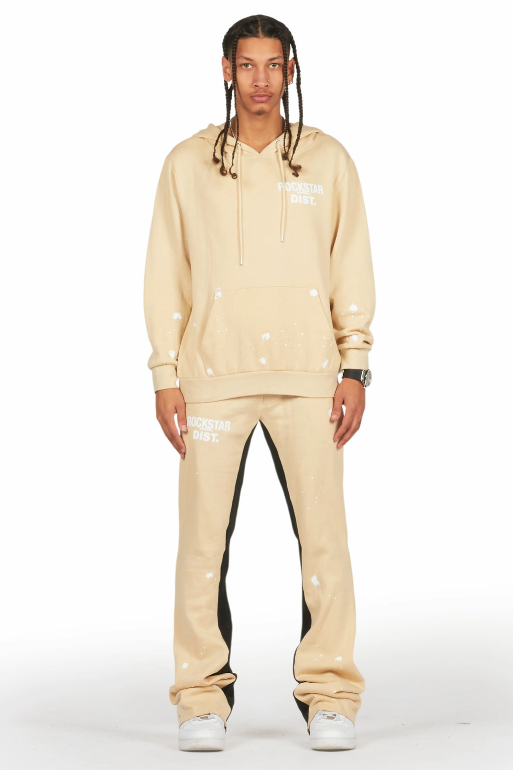 Raffer Beige Hoodie Baggy Fit Pant Track Set