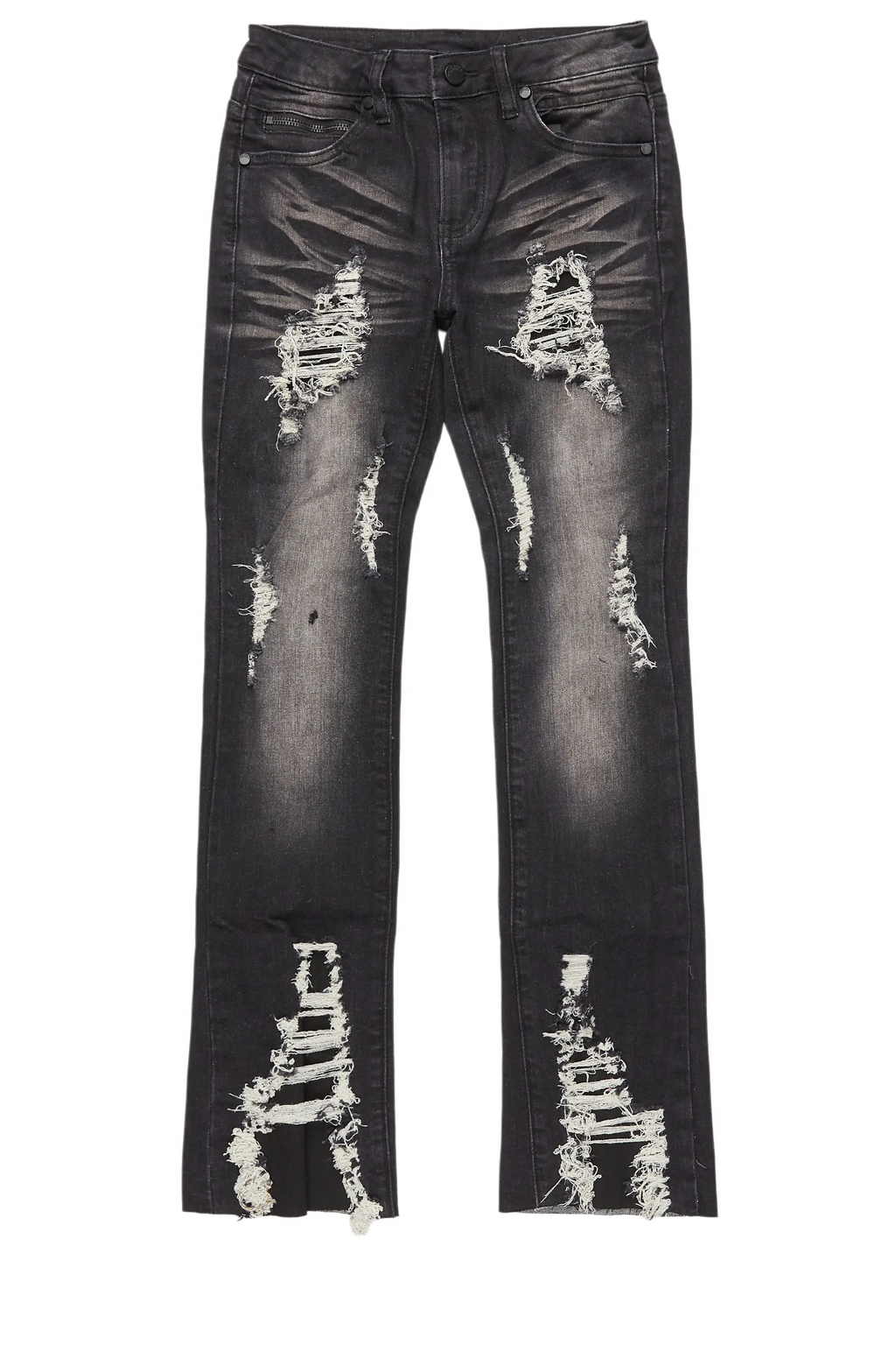 Boys Fateh Dark Grey Stacked Flare Jean