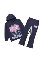 Girls Bena Navy Stacked Flare Track Set