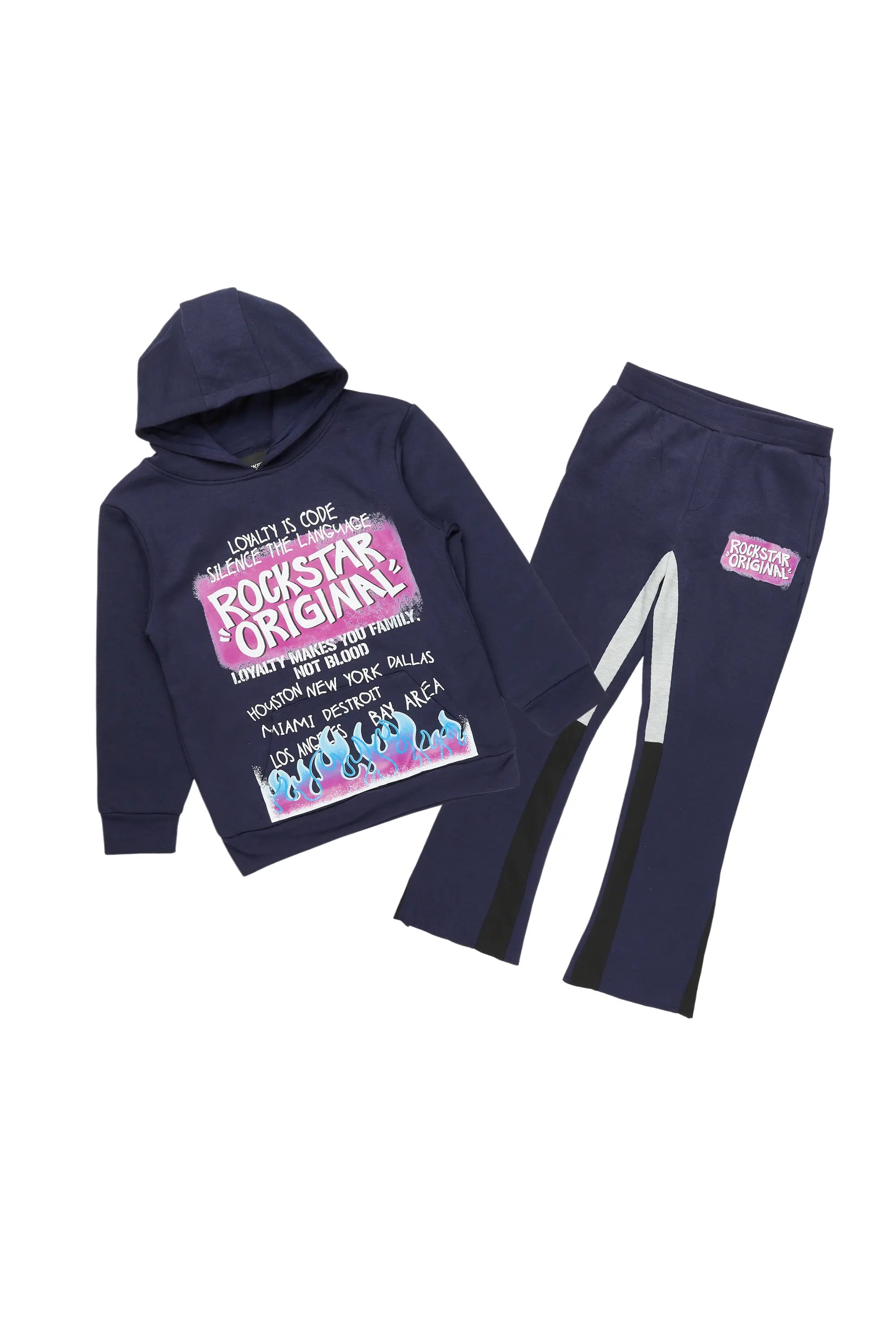 Girls Bena Navy Stacked Flare Track Set