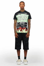 Beno Black T-Shirt/Denim Short Set