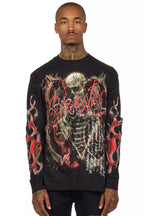 Scipt Black/Red Long Sleeve Graphic T-Shirt