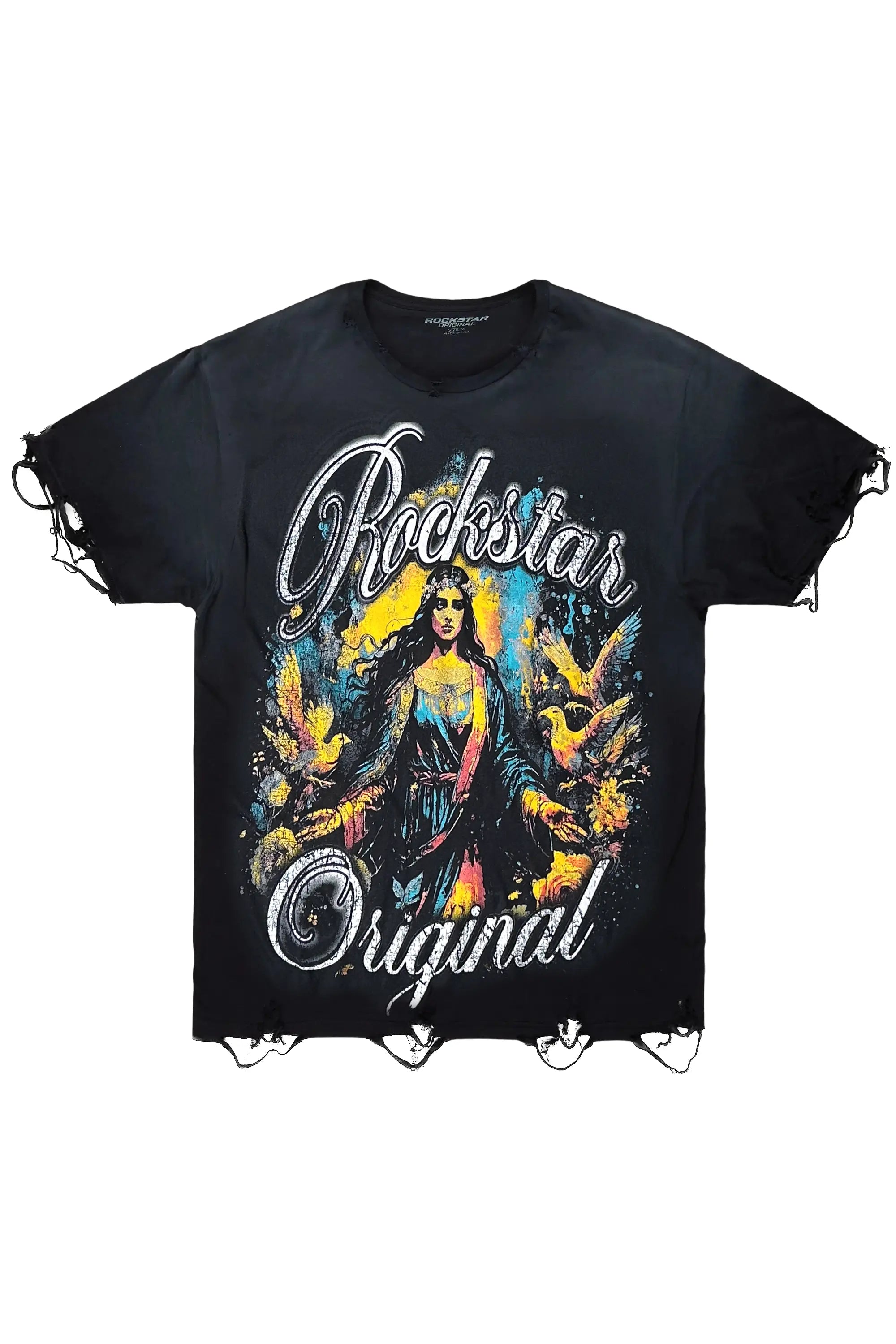 Santorini Black Oversized Graphic T-Shirt