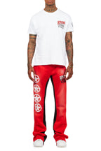 Wizzurd White/Red T-Shirt/Stacked Baggy Track Pant Set