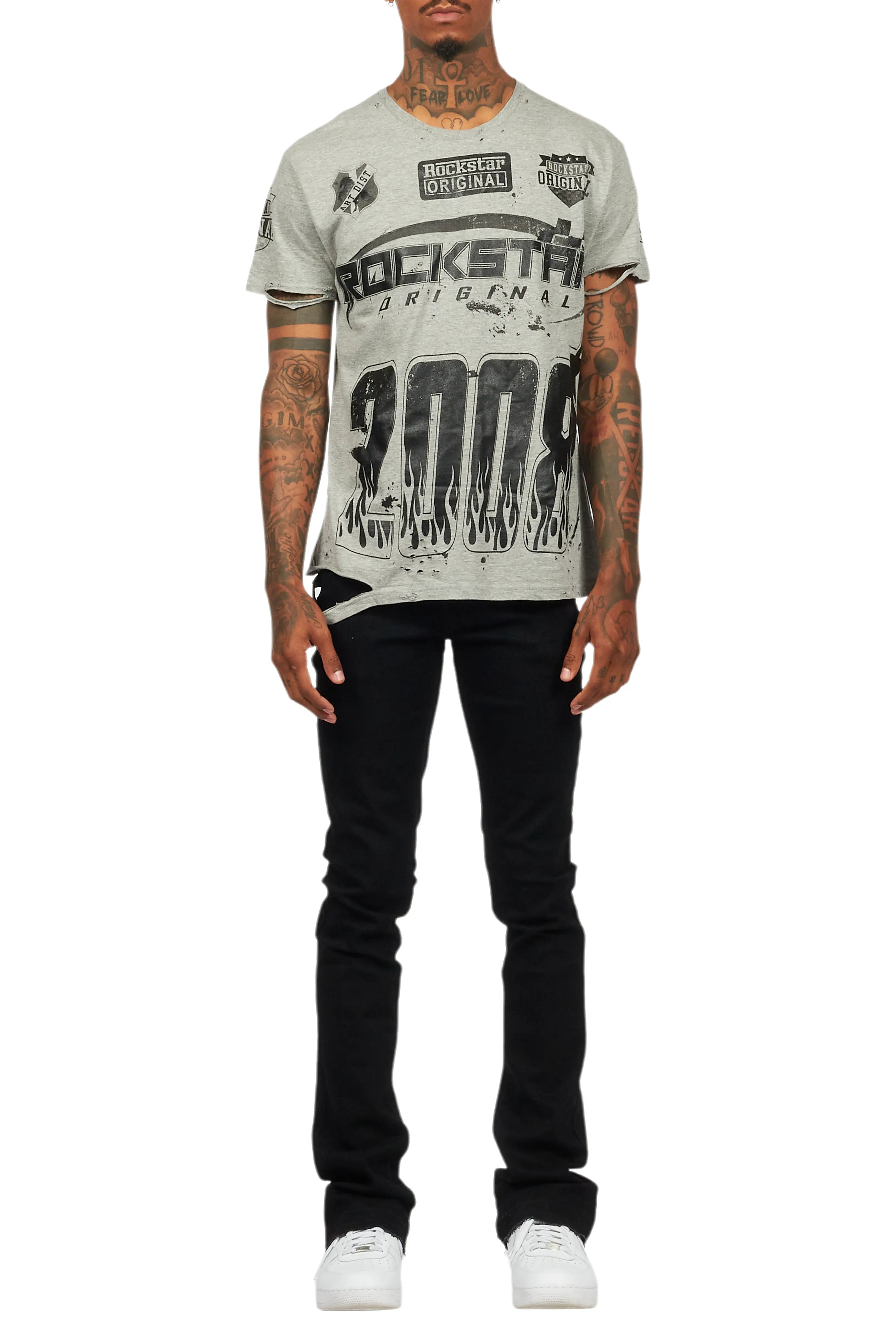 Dag Black Stacked Flare Jean