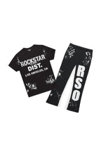 Boys Elyan Black T-Shirt/Baggy Stacked Pant Set