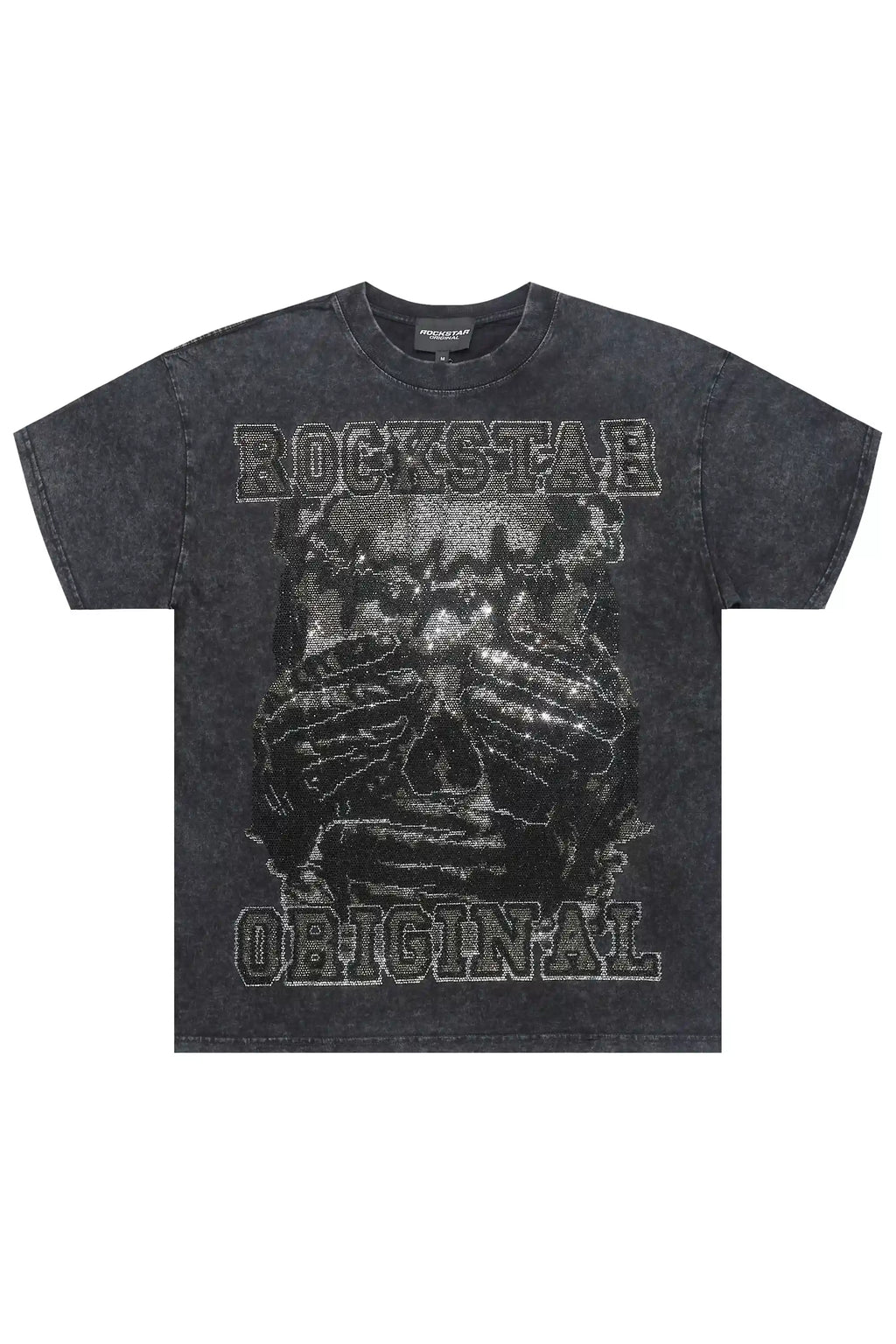 Move In Silence Black/Grey Graphic Rhinestone T-Shirt