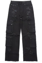 Keylor Black Distressed Baggy Fit Jean