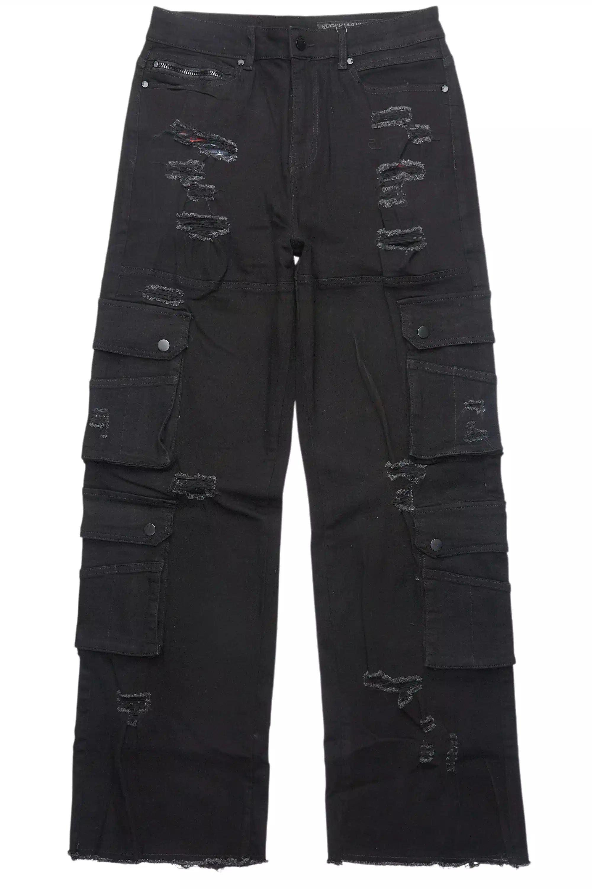 Keylor Black Distressed Baggy Fit Jean
