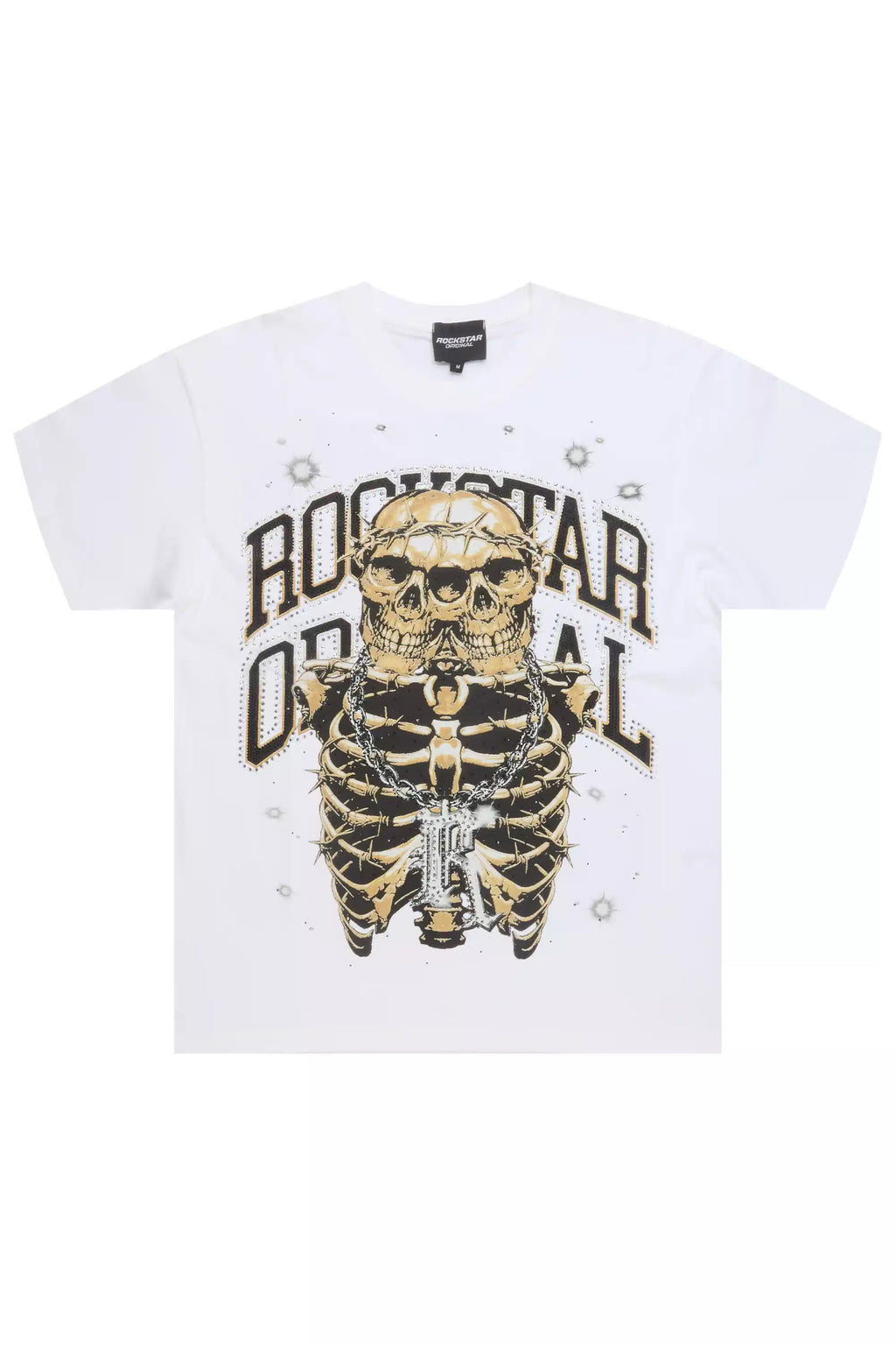Krock White Graphic Rhinestone T-Shirt