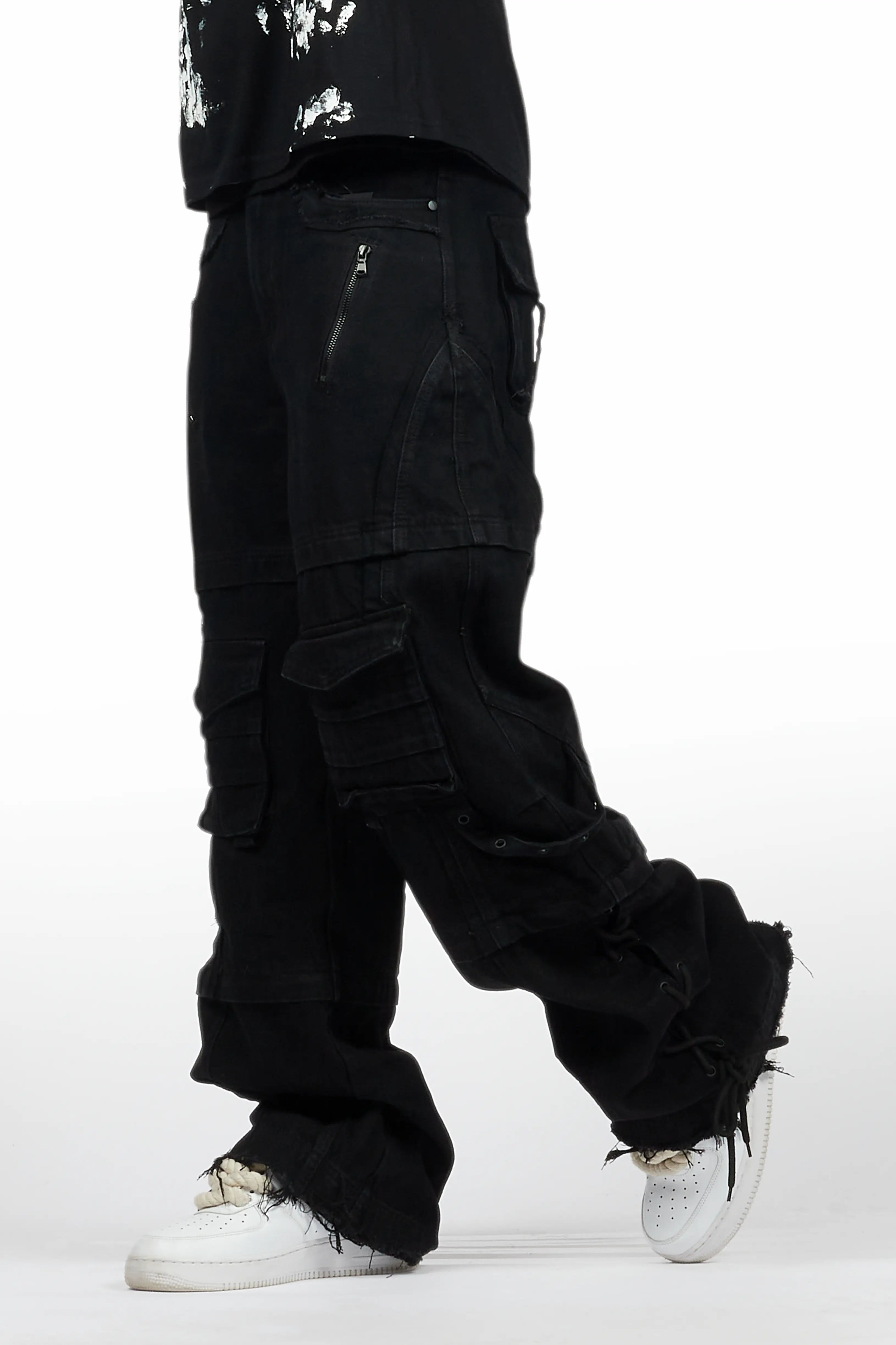 Three Maxi Jet Black Baggy Fit Jean
