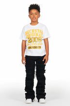 Boys White Loic T-Shirt/Stacked Flare Jean Set