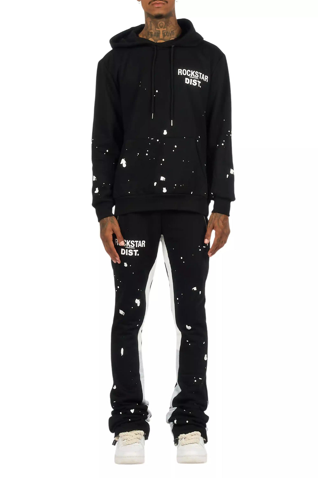 Raffer Black/White Hoodie/Super Stacked Flare Pant Set