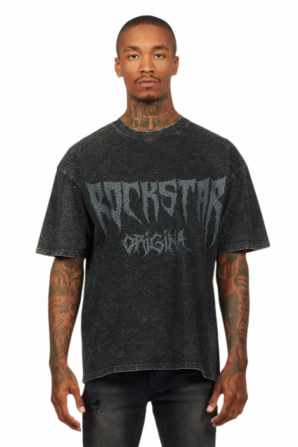 Andros Black Graphic Rhinestone T-Shirt