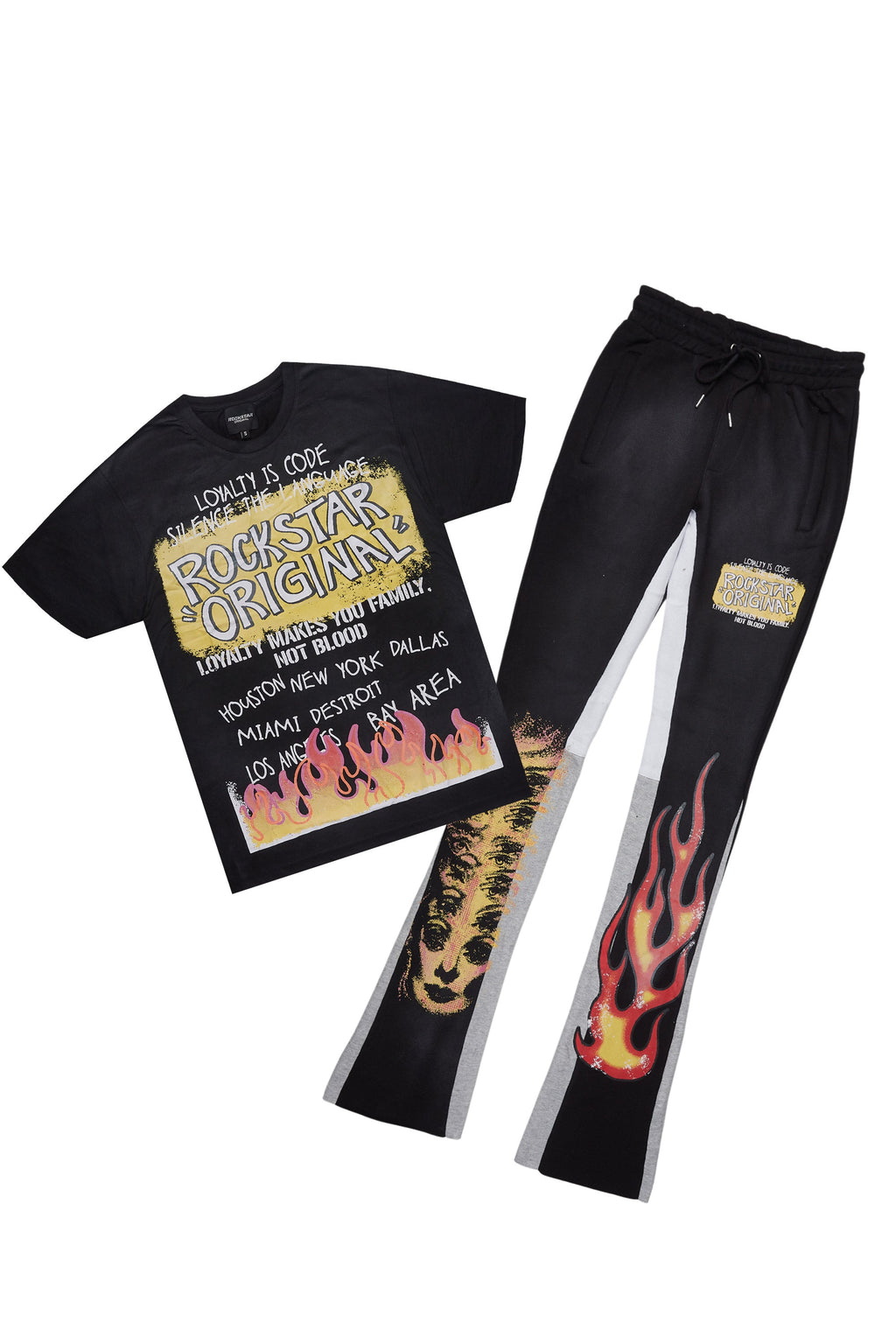 Beno Black/Yellow T-Shirt/Stacked Flare Track Set