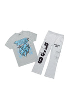 Boys Smitty Grey/Black T-Shirt/Stacked Flare Pant Set