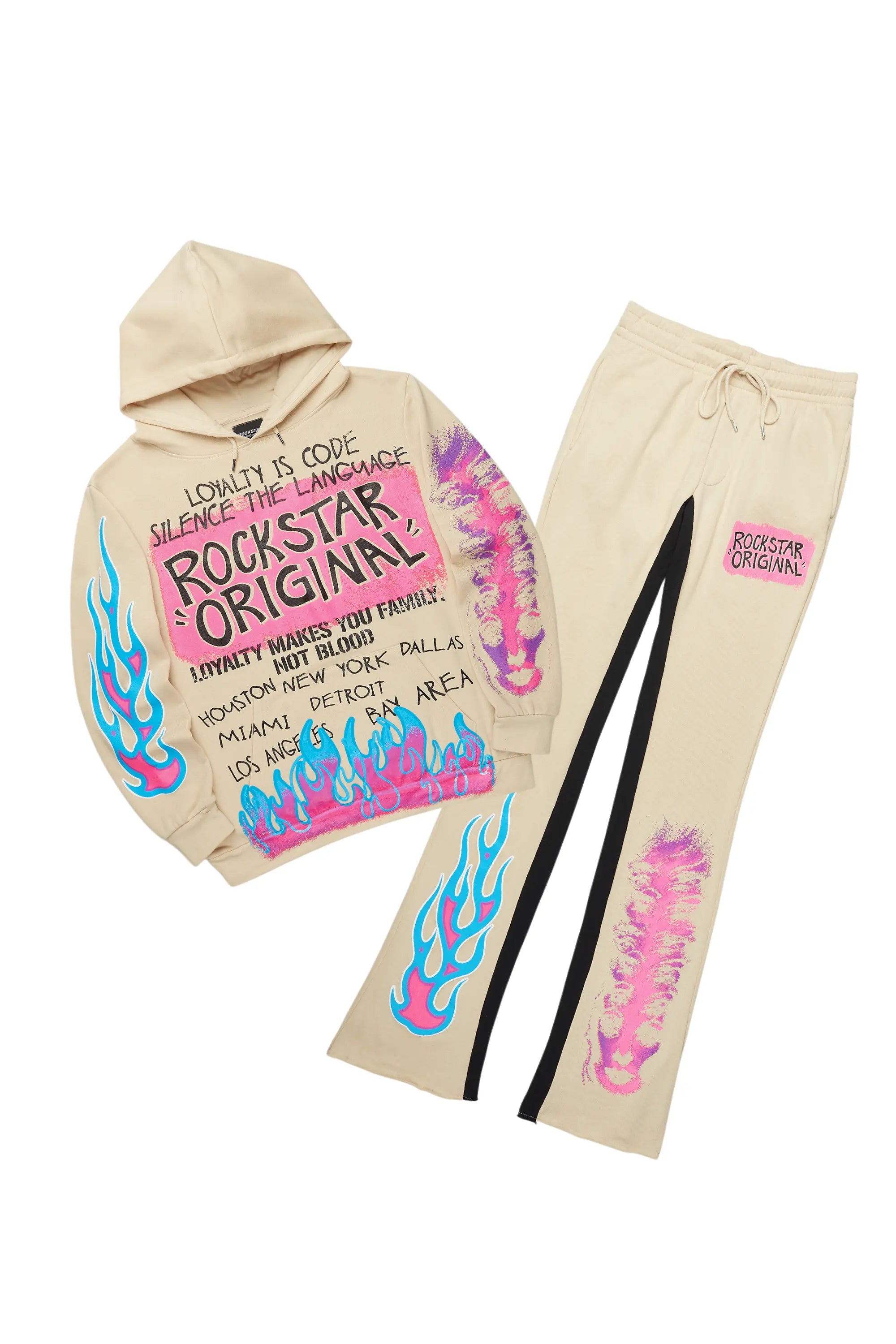 Beno Beige Hoodie/Baggy Track Pant Set