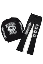 All Seeing Eyes Black/White Long Sleeve T-Shirt/Baggy Pant Set