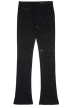Glit Black Rhinestone Stacked Flare Jean