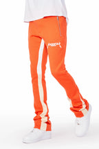 Everest Orange Stacked Flare Track Pant