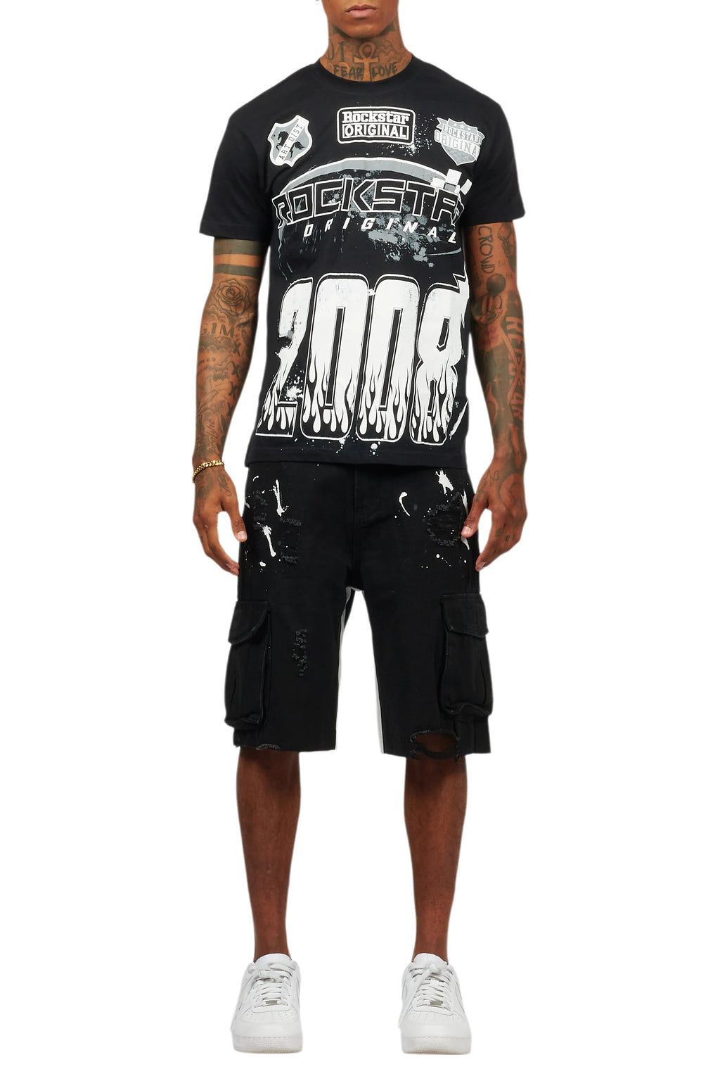 Amos Black T-Shirt/Denim Short Set