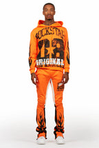 Damir Orange Hoodie/Stacked Flare Track Pant Set
