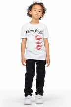 Boys Xorn White/Black T-Shirt/Frayed Jean Set