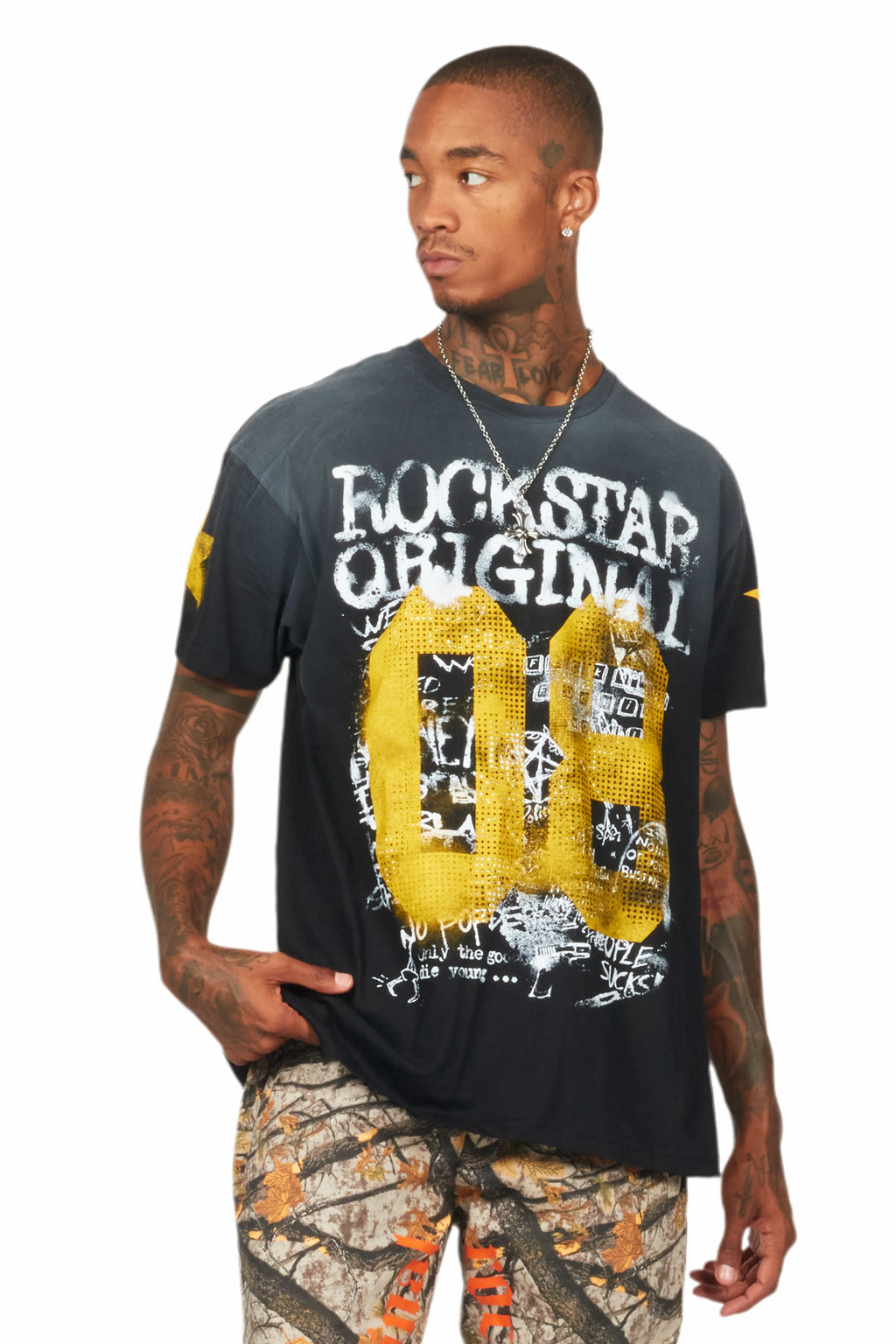 Addax Black Graphic Oversized T-Shirt