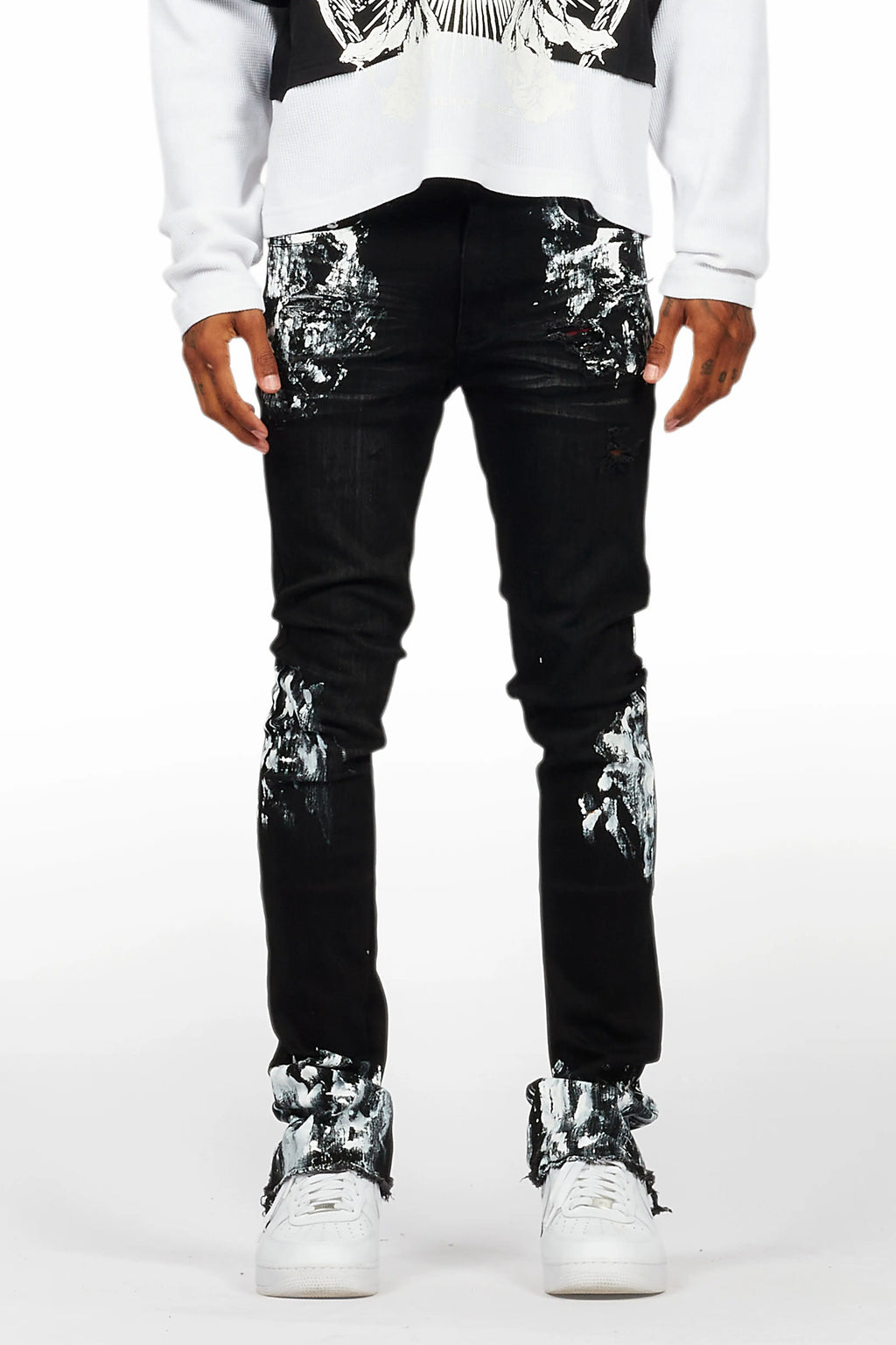 Kodak Black/White Painter Stacked Flare Jean