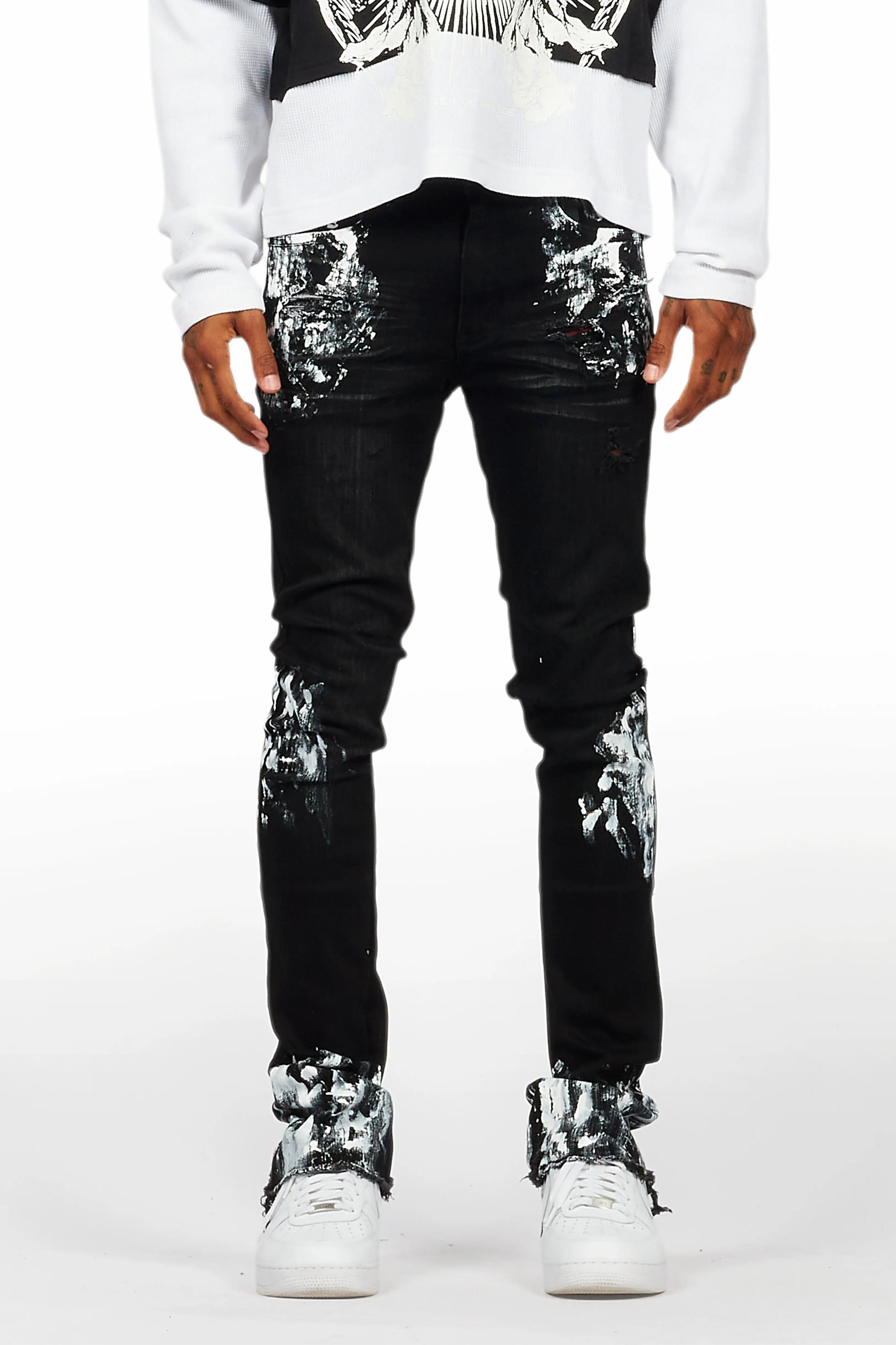 Kodak Black/White Painter Stacked Flare Jean