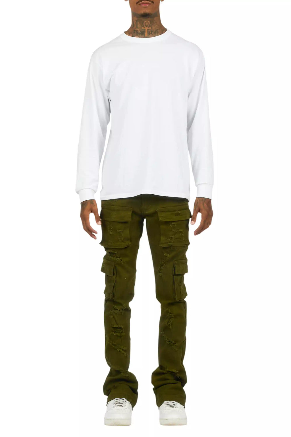 Zaid Olive Stacked Flare Jean
